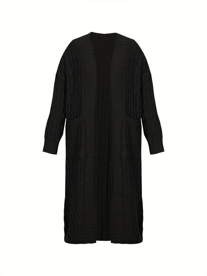 Plus Size Women's Sweater Fashion Casual Cardigan Solid Colour Knitted Sweater Cardigan with Pocket Autumn and Winter Best