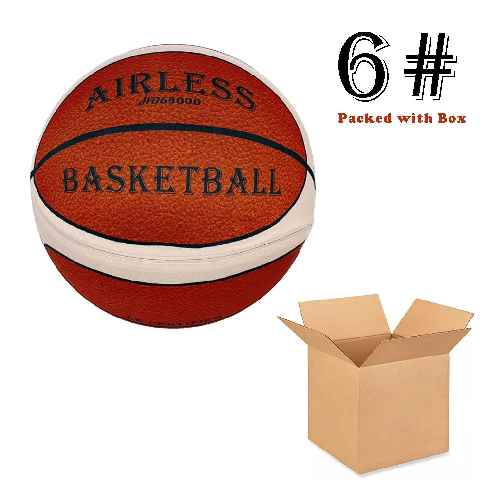 Mute Bouncing Basketball w/ Cover Men Size 7#(29.6in) Women Size 6#(28.9in) Children Indoor Silent PU Foam Ball Quietly Dribble