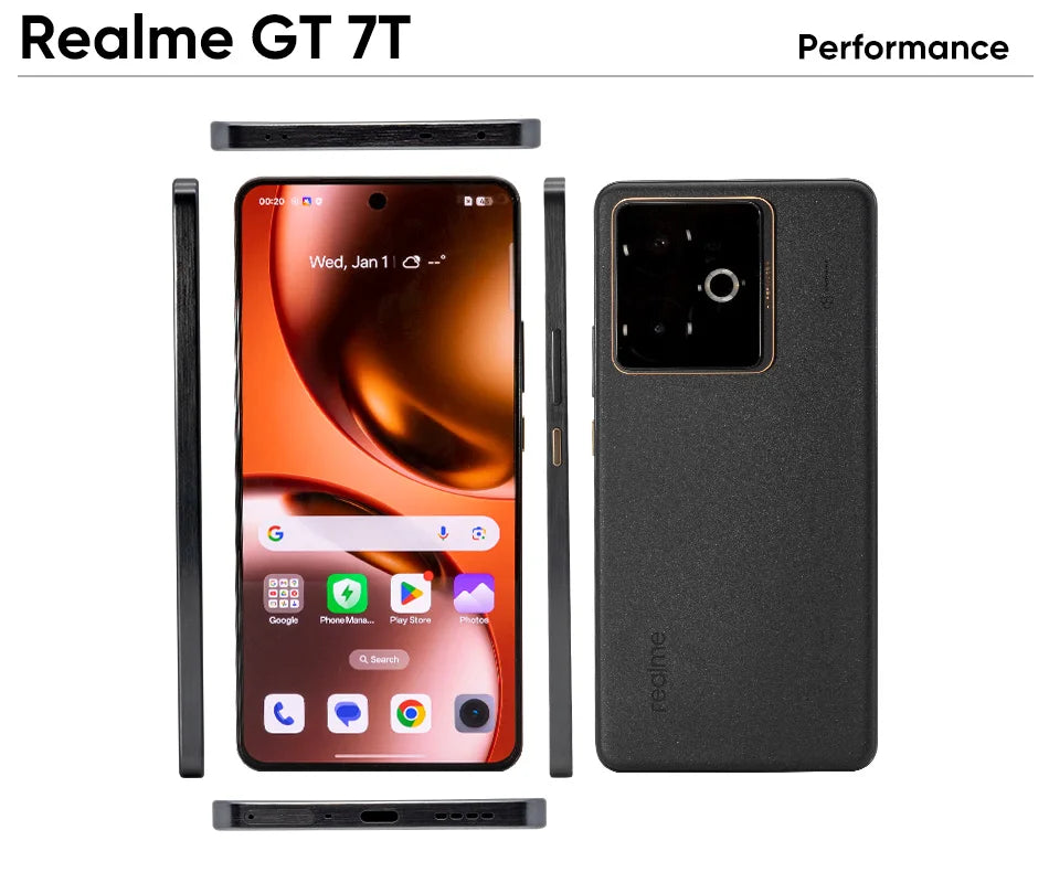 realme GT 7T Smartphone 5G 2025 New MediaTek 8400-MAX 7000mAh Titan Battery 120W Ultra Charge 6.8'' 120Hz Display Global Version