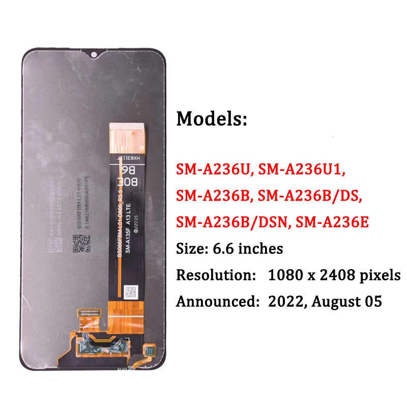 6.6'' For Samsung A23 5G A236 LCD Display With Touch Screen Digitizer Assembly For Samsung A236U A236B LCD