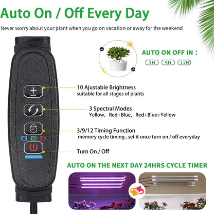 Lámpara LED de cultivo para interiores de 3 colores, USB, DC5V, temporizador, fitolamp para plantas, bombilla LED regulable, fitolamps de espectro completo, hidroponía 