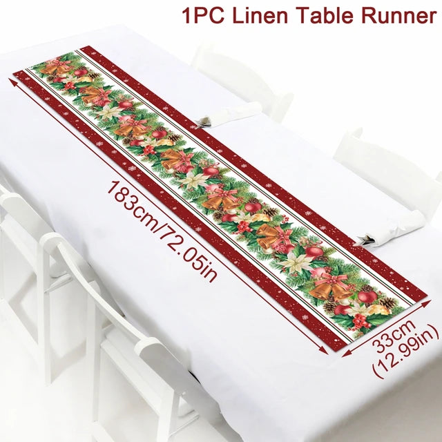 Christmas Tablecloth, Linen Table Flag, Table Cover for Christmas Decorations for Home, Navidad Noel, Gifts, Snowman Tablecloth 