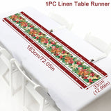 Christmas Tablecloth, Linen Table Flag, Table Cover for Christmas Decorations for Home, Navidad Noel, Gifts, Snowman Tablecloth 