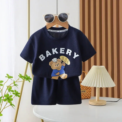 2Pcs Children Tshirt Shorts Sets Baby Summer Clothes Boy Girl Fashion Short Sleeve Pants Suit Leisure Outfits Kids Costume