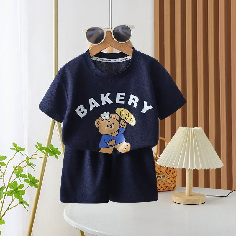 2Pcs Children Tshirt Shorts Sets Baby Summer Clothes Boy Girl Fashion Short Sleeve Pants Suit Leisure Outfits Kids Costume