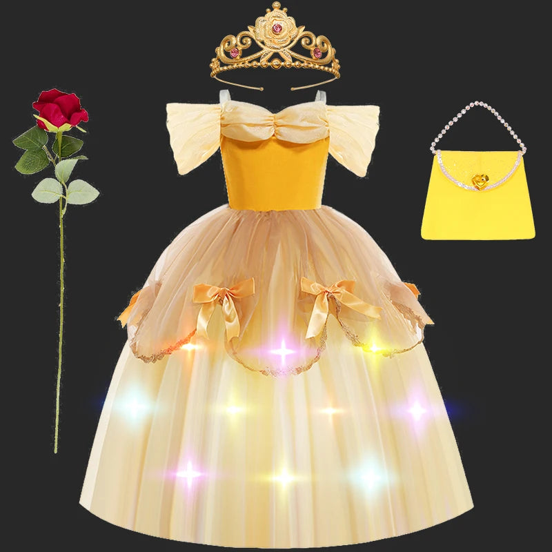 Children's Halloween Role Play Fairy Princess Belle Dress Xmas Carnival Masquerade Performance Birthday Party Fancy Girl Clothes