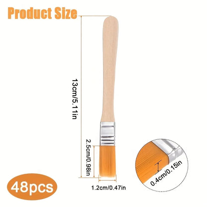 24/48/72 nylon brushes, short wooden handle art paint brushes, watercolor brushes, wall brushes, art brushes, cleaning tools
