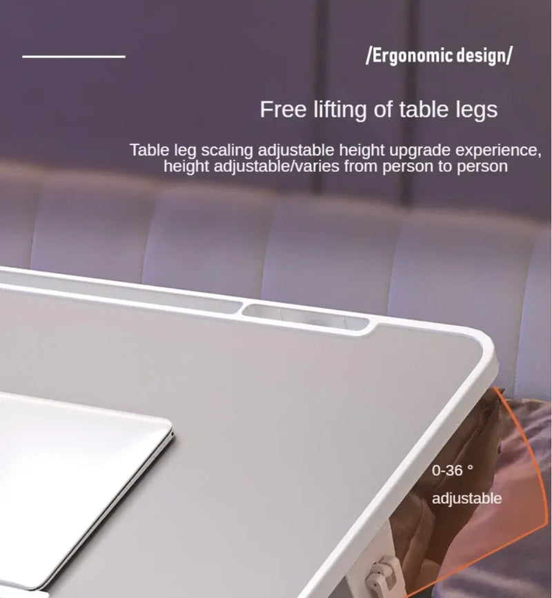 Lift Foldable Laptop Table for Bed Stand Lap Lazy Learning Desk Student Computer Desk for Working Read with Radiator Drawer