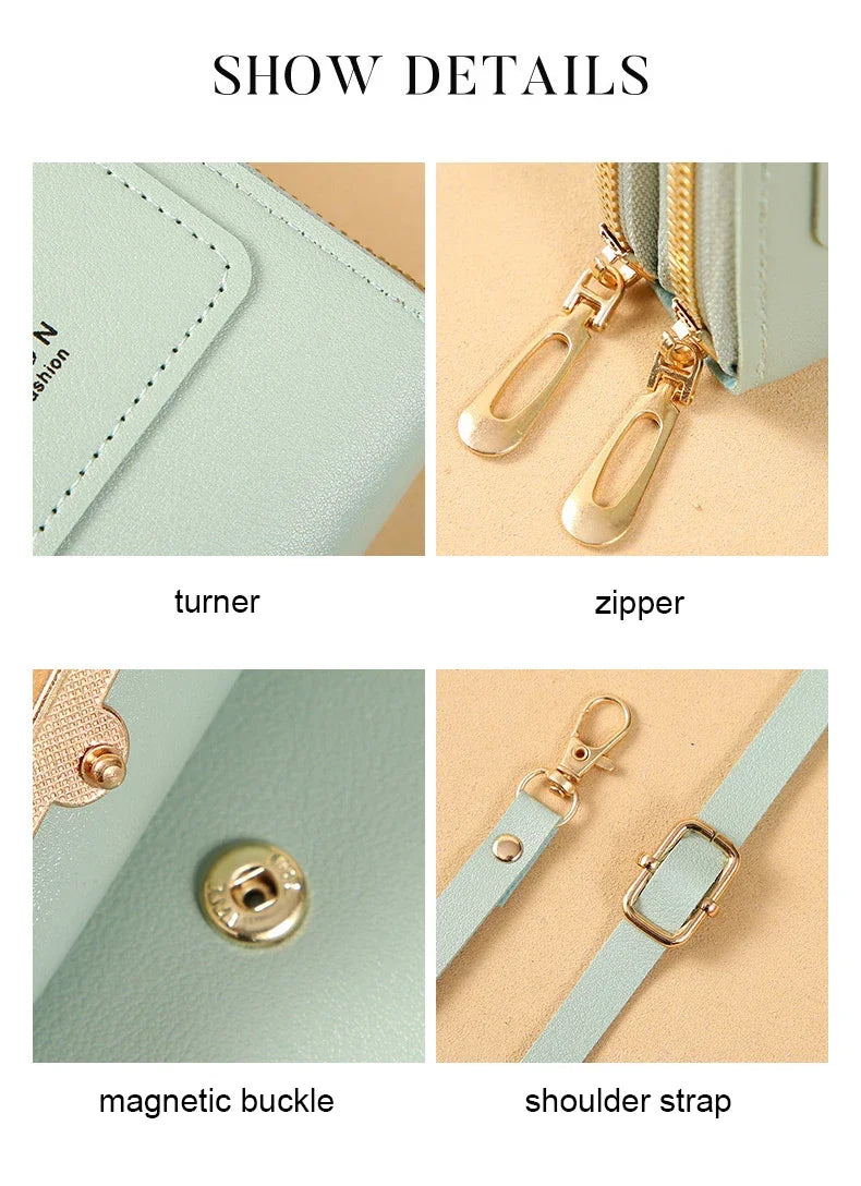 Cartera para teléfono móvil con pantalla táctil, de piel sintética, para mujer, minibolso de hombro con solapa, tipo bandolera, pequeño