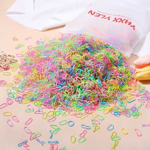 Bandas elásticas desechables de colores para el cabello para niños, diademas, coleteros, accesorios para el cabello (500 unidades, 1000 unidades) 