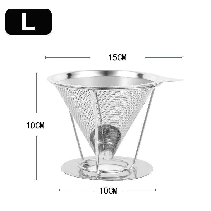 Stainless Steel Coffee Filter 800 Mesh Coffee Dripper with Holder Coffees Drip Mesh Kitchen Coffee Strainer Coffee Accessories