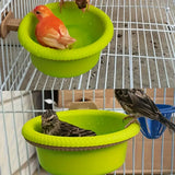 Small Bird Cage Bath Tub with Mounting Ring Bright Green Plastic Bowl for Parrot Canary Bathing Feeding 12cm Diameter