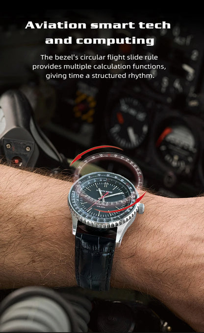 Reloj NORTH EDGE EVOQUE 3 Pilot Series para hombre, de aviación, militar, con energía solar, correa de cuero, caja luminosa de acero inoxidable.