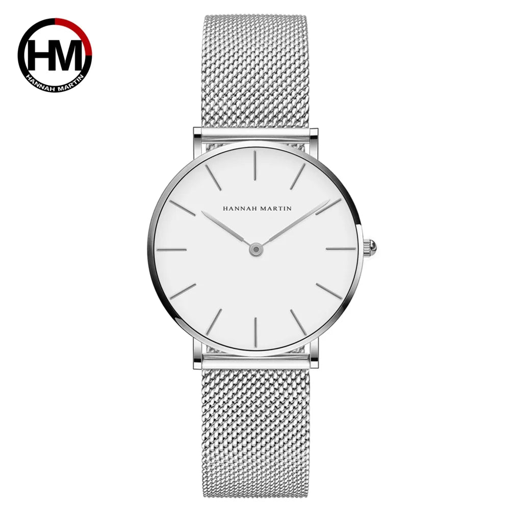 HANNAH MARTIN Women Watch Nordic Minimalist Japan Quartz Movement 3Bar Waterproof Women 36mm Full Rose Gold Dropshipping Watches