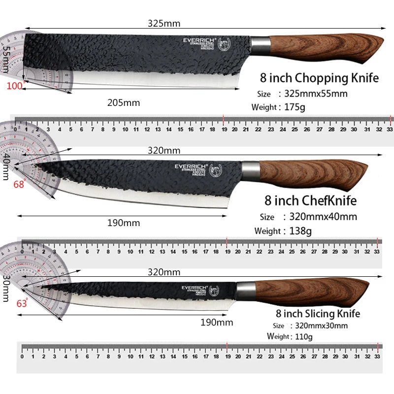 Herramientas de Juego de cuchillos de cocina de acero inoxidable, cuchillo de cocina forjado, tijeras, pelador de cerámica, rebanador de Chef, cuchillo de pelar Nakiri, estuche de regalo