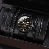 Reloj de pulsera de cuarzo para hombre, correa de cuero marrón, informal, de lujo, sin caja, 4 unidades, 2 unidades, 1 unidad 