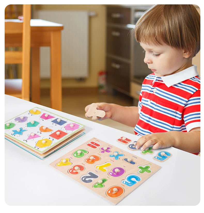 Toddler Wooden Peg 3D Puzzles Kids Toys Alphabet Montessori Education Learning Toys Great Preschool Gift for Girls and Boys