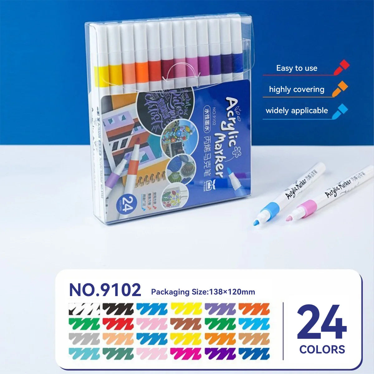 Acrylic marker pen set/12-60 colors/multi-purpose art watercolor pen/quick drying/student painting marker/stationery supplies