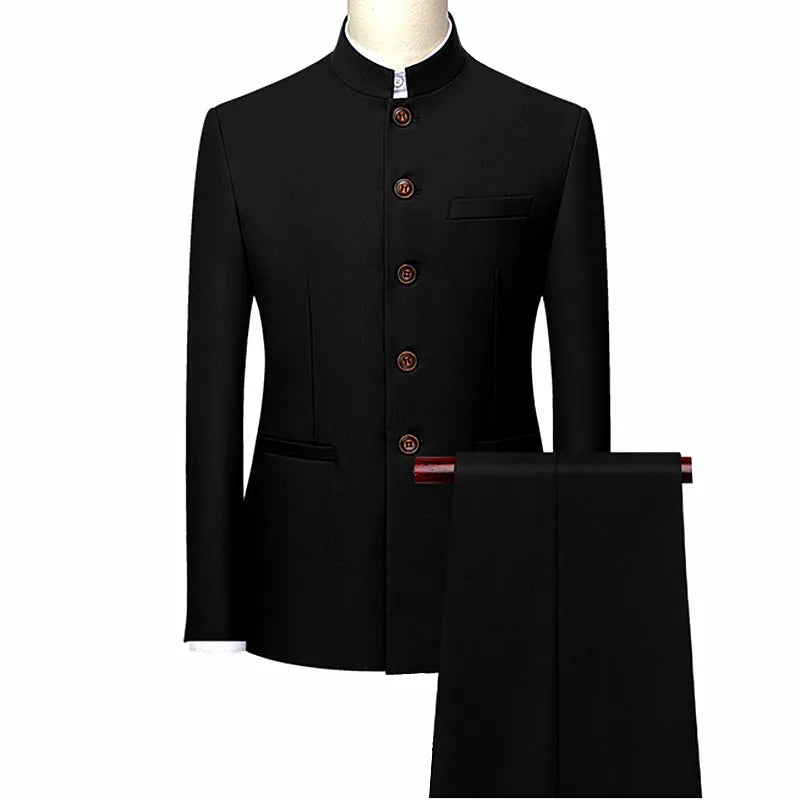 Conjunto de 2 piezas de blazer y pantalón para hombre, estilo retro, con bordado de lujo, talla grande M-6XL, 2023