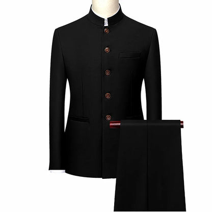 Conjunto de 2 piezas de blazer y pantalón para hombre, estilo retro, con bordado de lujo, talla grande M-6XL, 2023