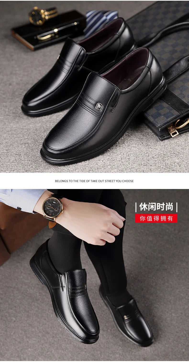 Leather Men Formal Shoes Luxury Brand 2025 Men's Loafers Dress Moccasins Breathable Slip-on Black Driving Shoes Plus Size 38-46