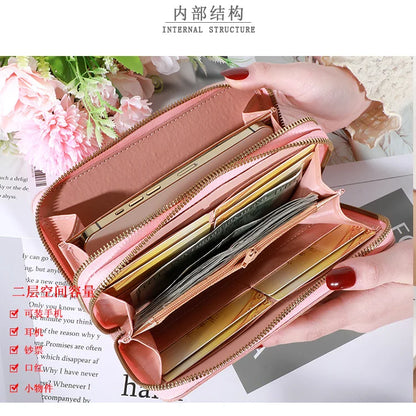 Long Women's Wallet Female Purses Tassel Coin Purse Card Holder Wallets Double Zipper Pu Leather Clutch Luxury Money Phone Bag
