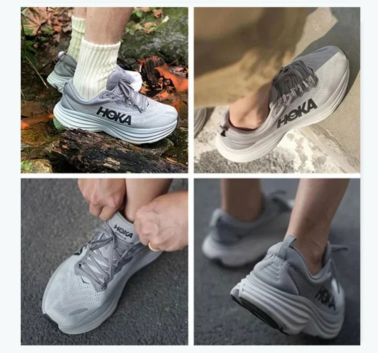 HOKA Sport Running Shoes Bondi 8 Breathable Anti Slip Cushioning Road Runs Shoes Men Sport Shoes Lifestyle Outdoor Sneaker Women