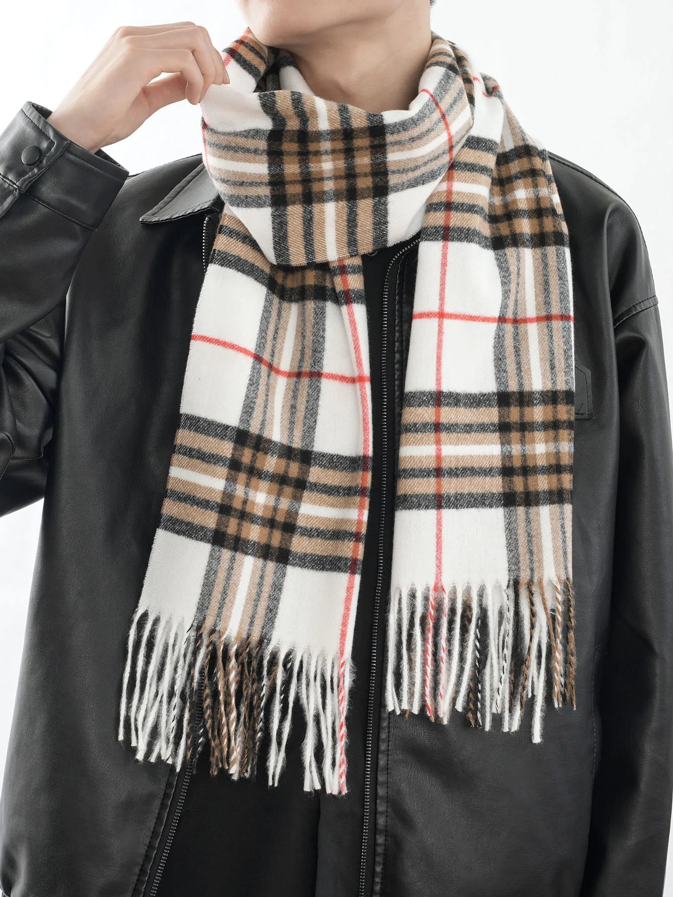 Bufanda tipo chal para hombre con tacto de cachemira cálido a cuadros de Edimburgo, bufanda a cuadros escoceses de estilo preppy