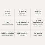 27inch LCD Monitor 1080P FHD 75Hz, Blu-ray Filtered Screen HDR 10 178°Wide Viewing Angle, Mobile Phone Bracket for Office Game