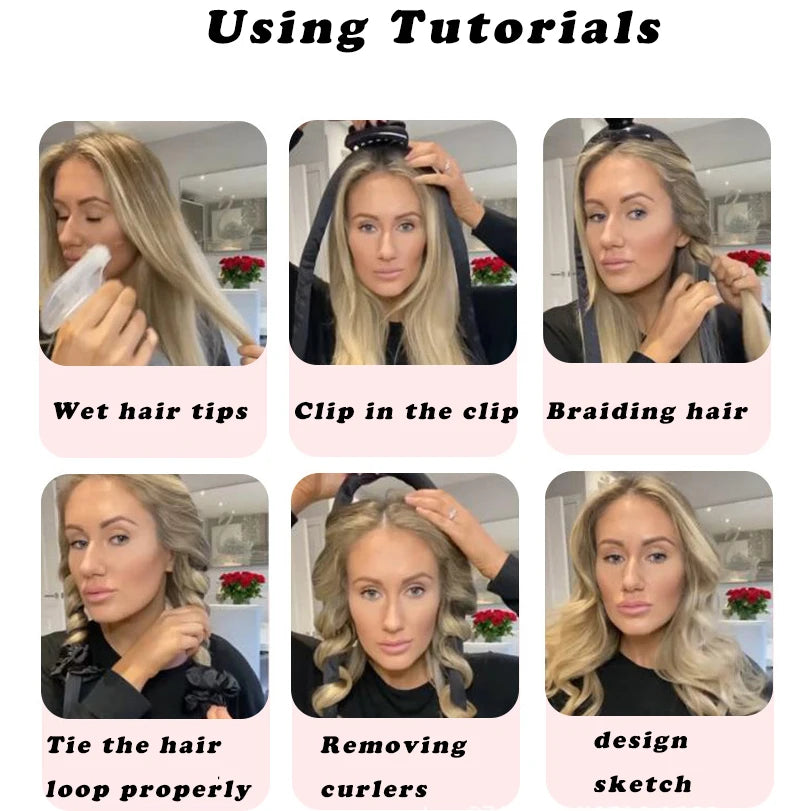 Rizador de cabello sin calor para mujer, diadema para cabello suave y brillante, herramientas de peluquería, accesorios de peluquería 