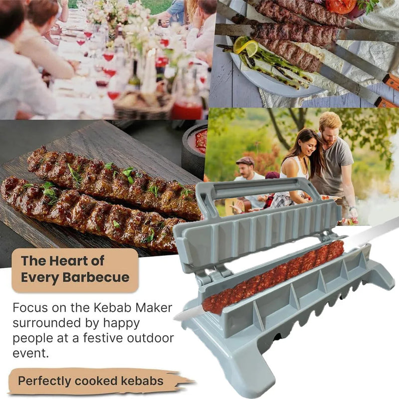 Máquina de espeto de carne para churrasco, fileira única, prensa de kebab, plástico reutilizável, espeto para churrasco, preparação de kebab, ferramenta para churrasco