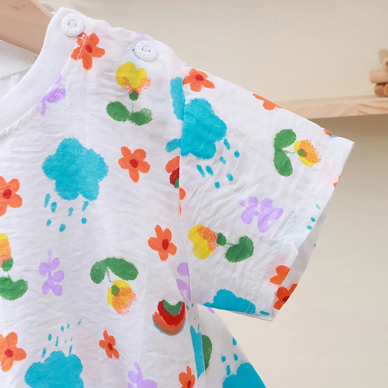 1-10 Years Soft Kids 2-Piece Set Breathable Short Sleeve Shorts for Playtime Toddler Outfit Clothes for Playground and School