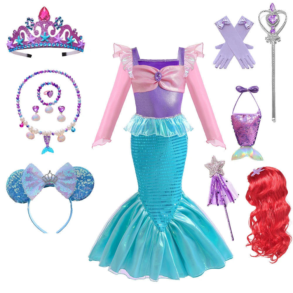 Children's Mermaid Cosplay Costume Girls' Role Play Costume Carnival Halloween Birthday Party Costume Summer Princess Dress