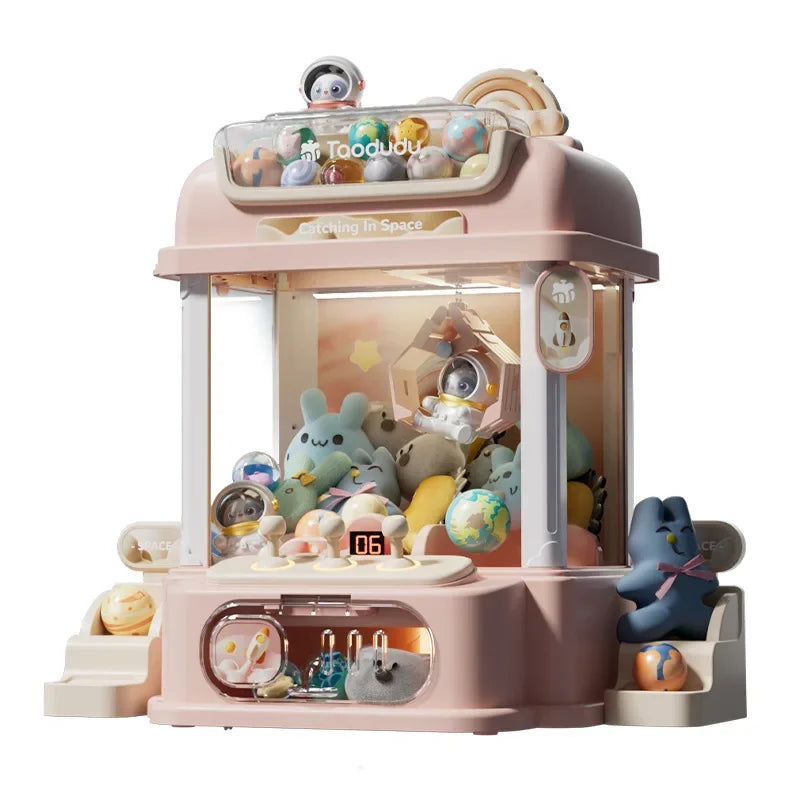 Máquina de muñecas DIY de gran tamaño para niños, juego de monedas, minimáquina de garras, grúa, muñeca musical, regalos de Navidad
