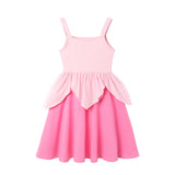 Vestido Casual Infantil para Meninas – Estilo Sereia/Rapunzel, Manga Curta, Alça em um Ombro Só, Fantasia de Princesa, Vestido Casual de Verão