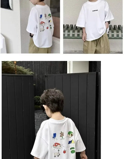 Boys' Summer Short Sleeve T-shirt New Small And Medium Children's Round Neck Top Children's Casual Versatile Half Sleeve Fashion