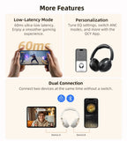 QCY H3 Pro ANC Wireless Bluetooth Headphone Hi-Res Spatial Audio Earphone with LDAC 50dB Active Noise Canceling Over Ear Headset