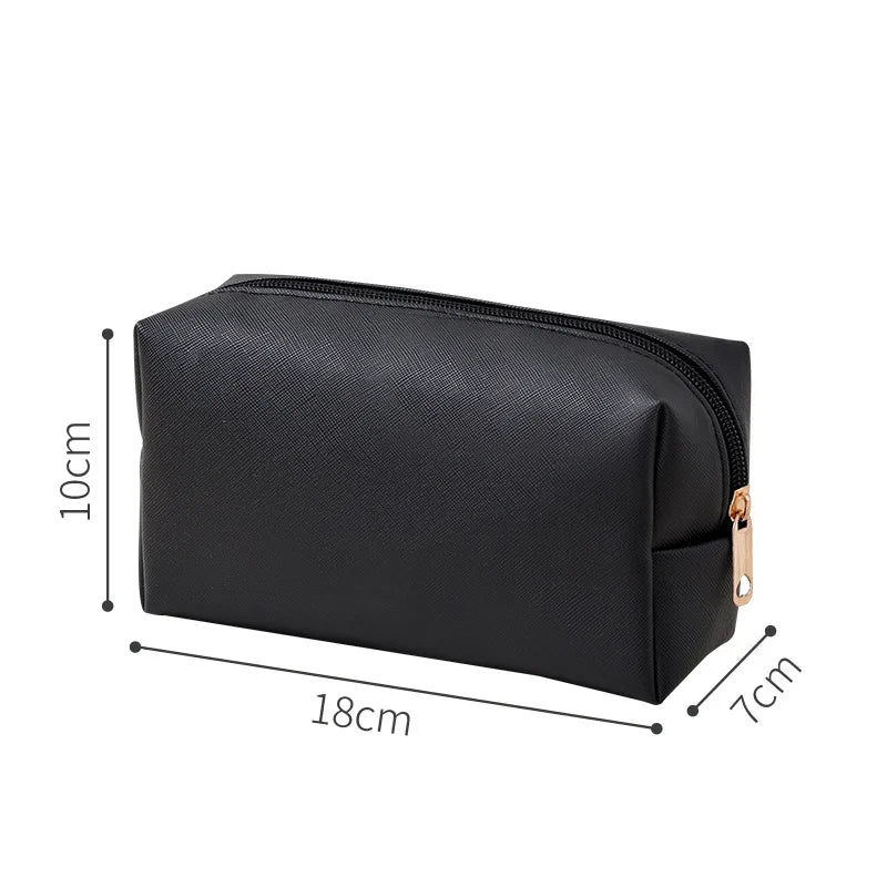 Solid Color Cosmetic Bags for Women Travel Portable Makeup Storage Bag Zipper Toiletry Pouch