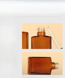 100ml ‌Amber Flat-Shoulder Rectangular Essential Oil Dropper Bottle – 100ml Refillable Glass Container Cosmetic Containers