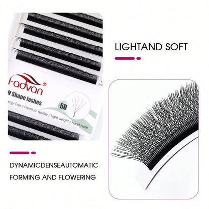Extensiones de pestañas FADVAN 5D en forma de W, de visón sintético natural, prefabricadas, con volumen y abanico