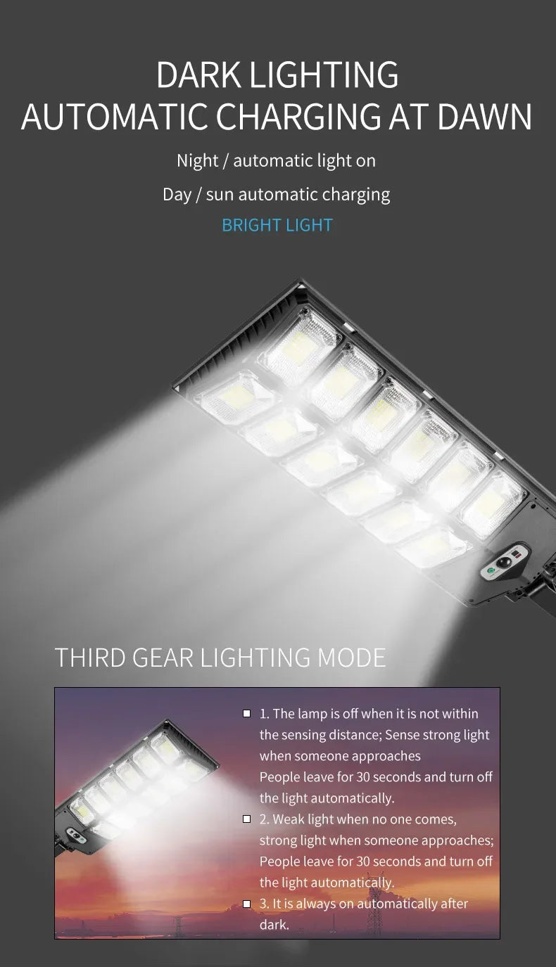 7700LM Solar Led Light Outdoor Most Powerful Outdor Solar Lamp 720 LED 3Mode Remote Control Waterproof Light Garden Street Lamp