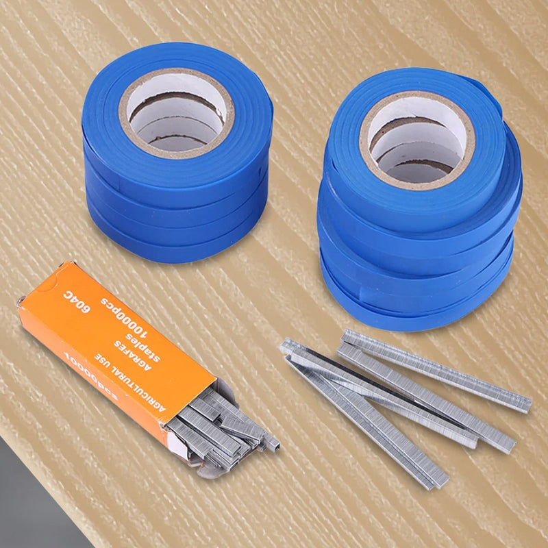 10/20Pcs Plant Branch Tie Tape Hand Tying Binding Tools with 1 Box Staple For Garden Tying Machine Vegetable Fruit Tree Tapenter