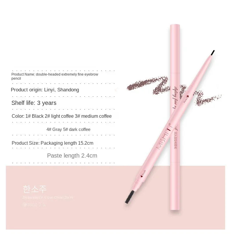 1Pc Ultra Fine Double-Ended Eyebrow Pencil Waterproof Sweat-proof Long Lasting Professional Eye Makeup for Women Wholesale 1.5mm