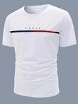 Paris Theme Pattern Print  T-shirt,Pattern T-shirt Men's Summer Wear,Men's Clothing