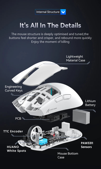 Attack Shark X11 Wireless Mouse Paw3311 22000DPI Buletooth Three Mode Rgb Charging Dock Lightweight Game E-Sports Mouse Laptop