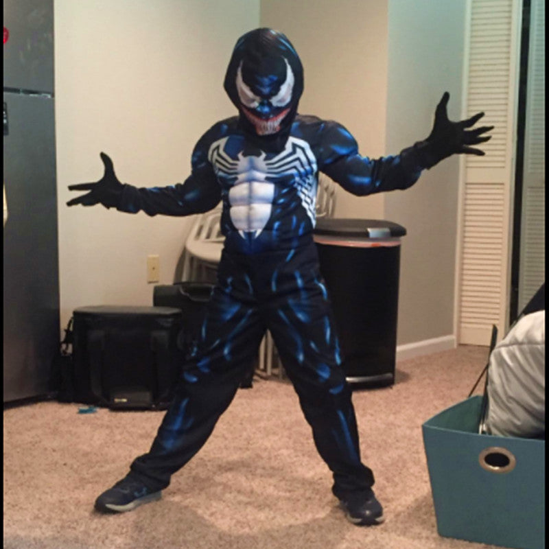 Disfraz de superhéroe para niños, disfraz de veneno de araña negro, disfraz de fantasma, mono Unisex de LICRA 3D, mono para niños, Cosplay de Halloween