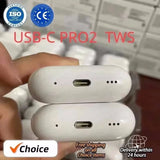 2025 NEW IOS18 ANC Pro 2 Wireless Bluetooth Earbuds Active Noise Cancellation Gaming Handfree Headset Earphone USB-C Type Cable