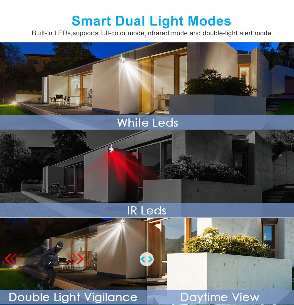 3MP WiFi IP Outdoor Cameras Surveillance Video Human Detection 4X Digital Zoom CCTV Security Wireless Monitor Audio Night Vision