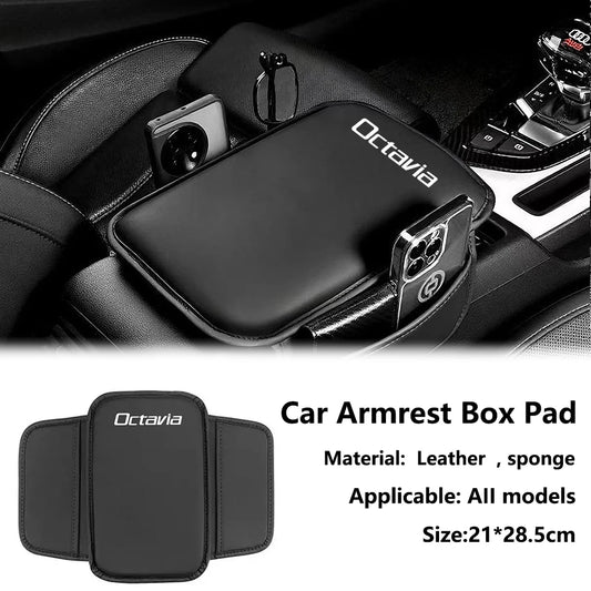 For Skoda Octavia Car Interior Accessories Car Armrest Pad Center Console Arm Rest Box Cover Protective Mat