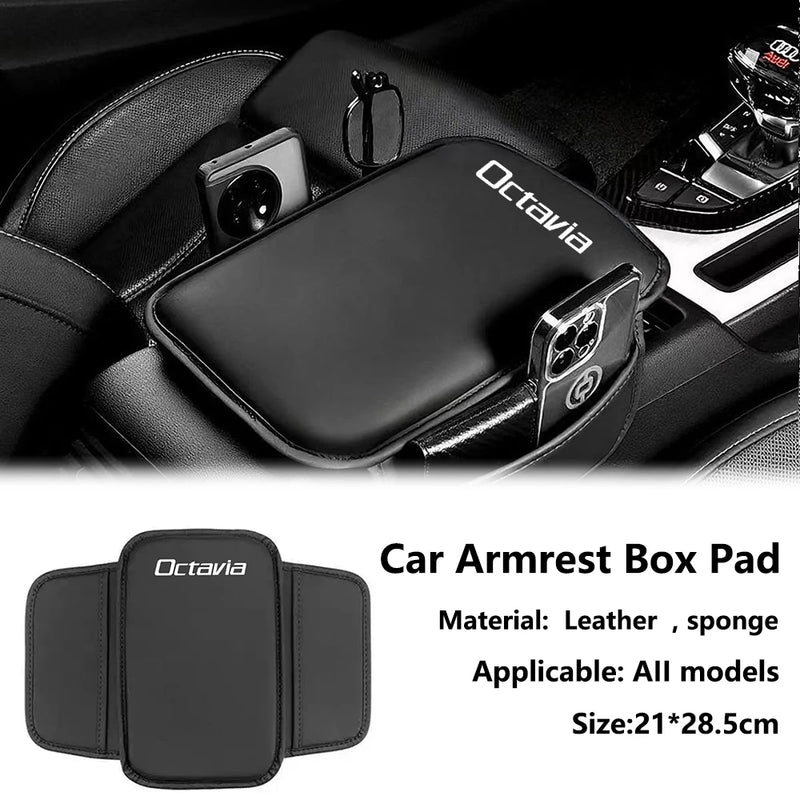 For Skoda Octavia Car Interior Accessories Car Armrest Pad Center Console Arm Rest Box Cover Protective Mat